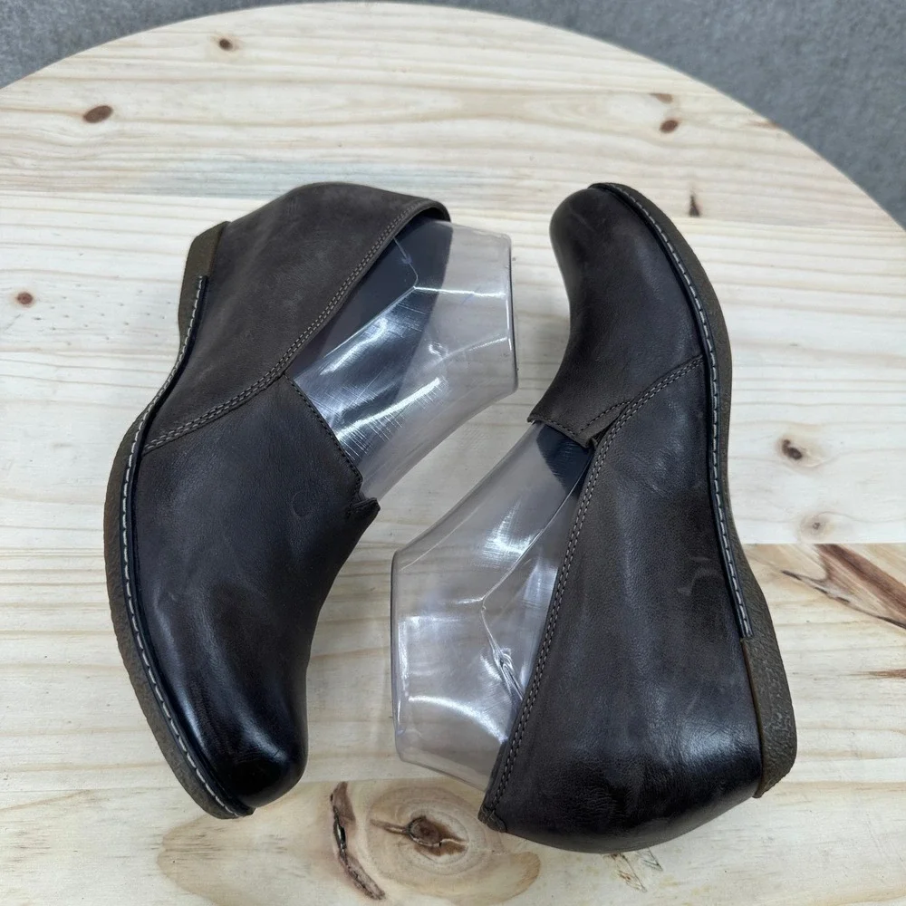 Alegria Liliana Wedge Pumps 7.5-8 Brown Leather Slip On Comfort Shoes